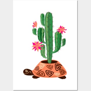 Turtle Cactus Illustration Posters and Art